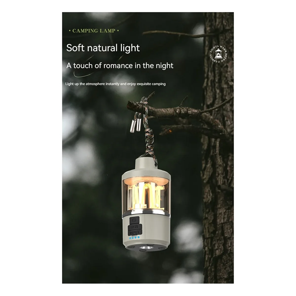 BAAU Portable COB Warm Camping Lights Strong LED Lantern Flashlight Rechargeable Outdoor Emergency Fishing Tent Tungsten Lamp