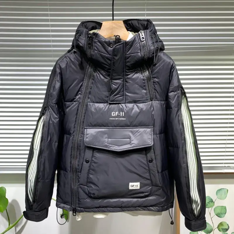 

2023 New Winter Letter Hooded Windproof Coat Designer Mens Casual Loose Black White Duck Down Puffer Jacket ZN152