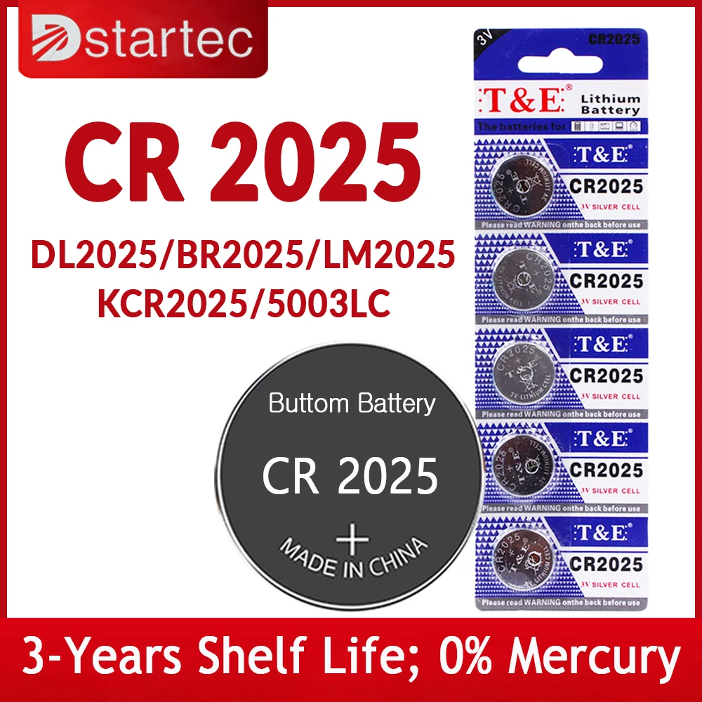 5PCS25PCS 3V CR2025 Lithium Button Battery DL2025 BR2025 5003LC LM2025