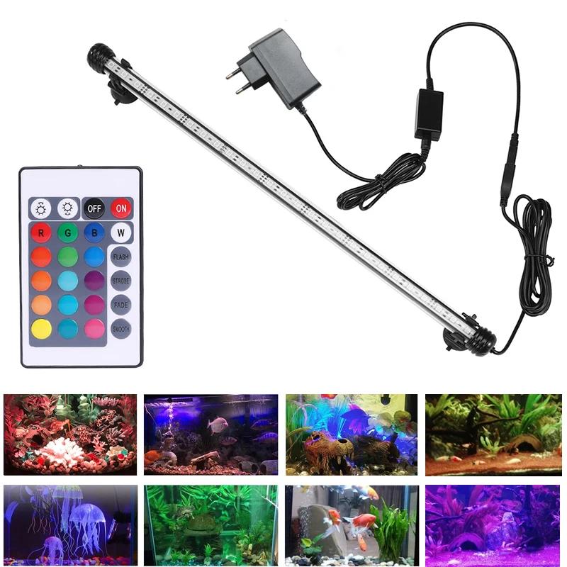 RGB Aquarium light 19-59cm Remote control 90-260v for plants Fish tank essential Amphibious use