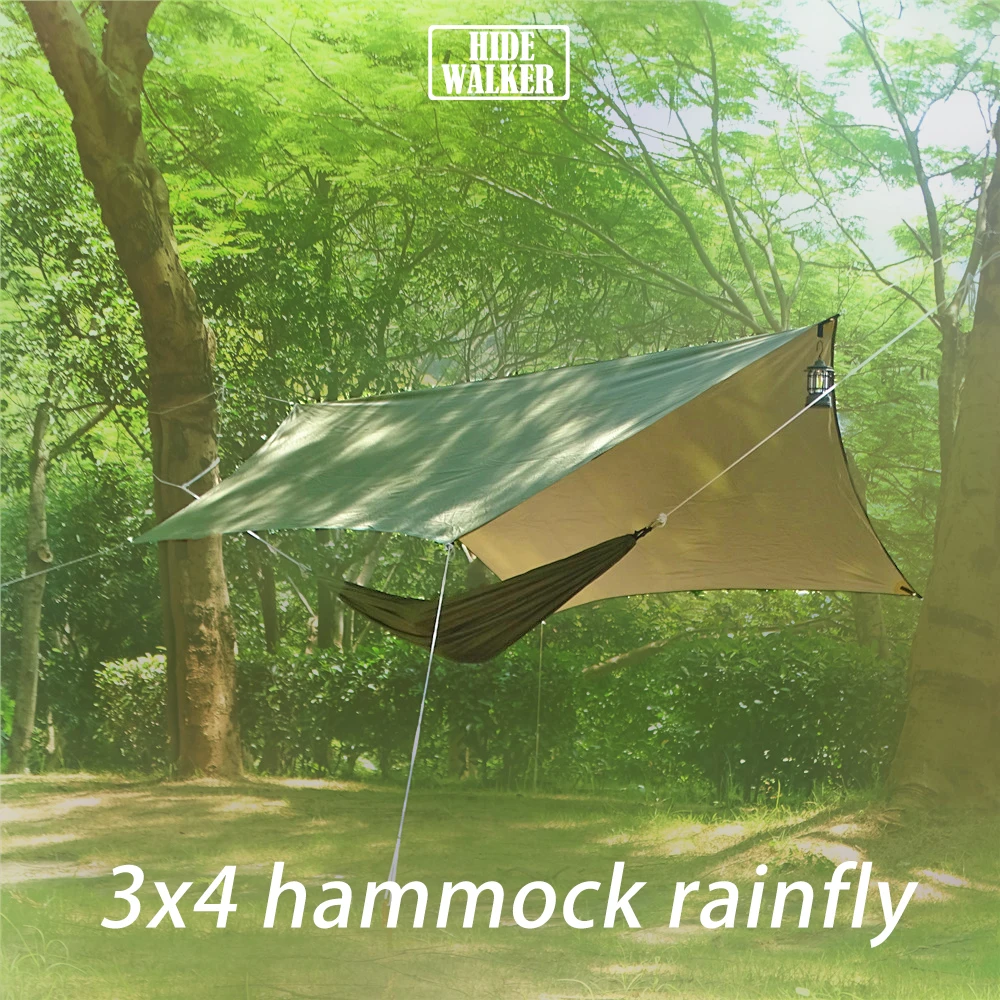 

3x4 Hexagon Tarp Outdoor Camping Army Green Waterproof Tent Flysheet Butterfly Shape Hexa Hammock Rain Fly with Silver Coating