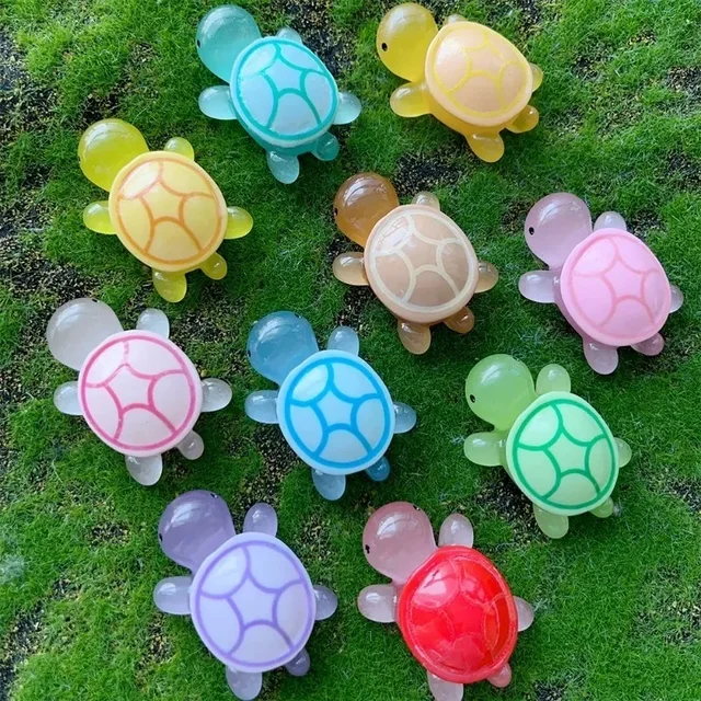 300 Pack Luminous Mini Resin Turtles - Glow In The Dark Sea Turtle Figurines For Crafts