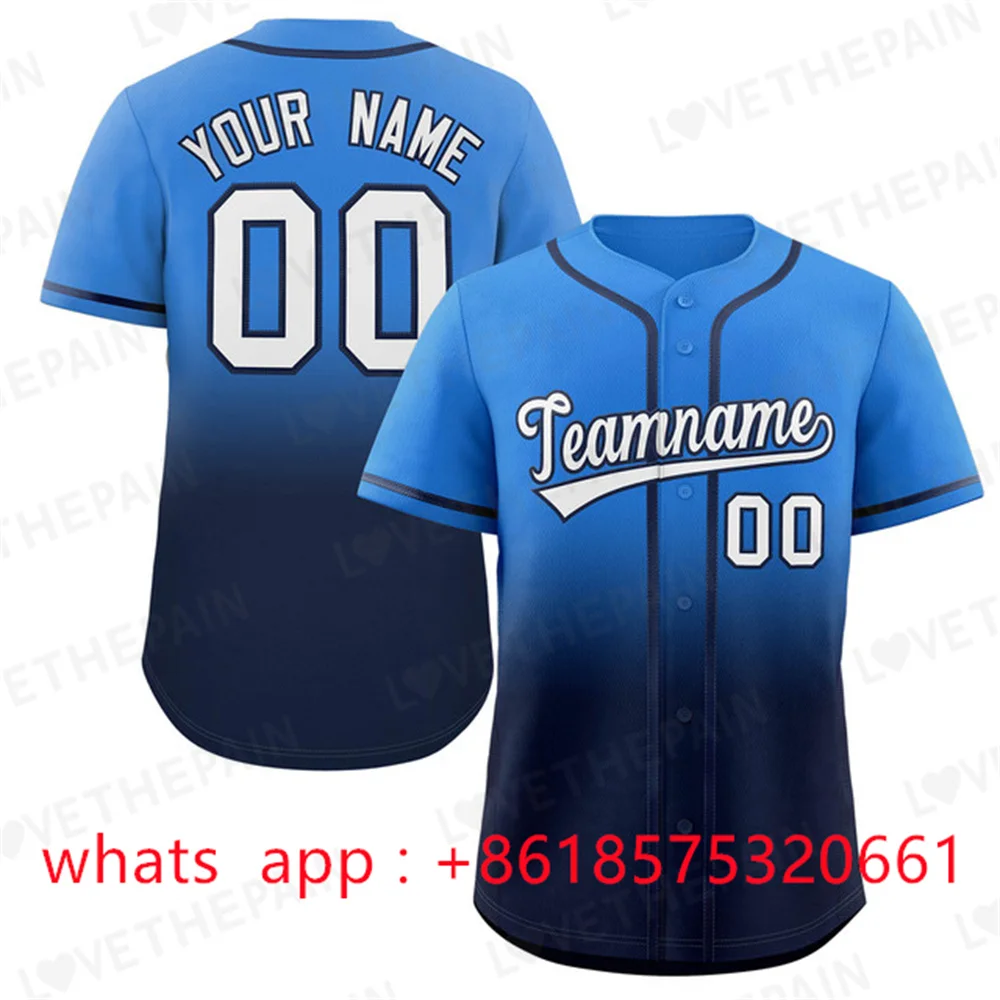 thumbnail image 1 of Camiseta de béisbol con degradado, camiseta personalizada del equipo, impresión de nombre personal, número, rayas, ropa deportiva de hip hop, camiseta de béisbol para hombres, mujeres y niños, 1 of 5