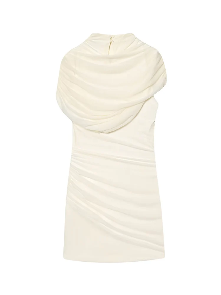 2026 New Women Sleeveless Dress Fashion Tierred Decoration Slim Short Dress Ladies Elegant Mesh Splicing Solid Party Dress