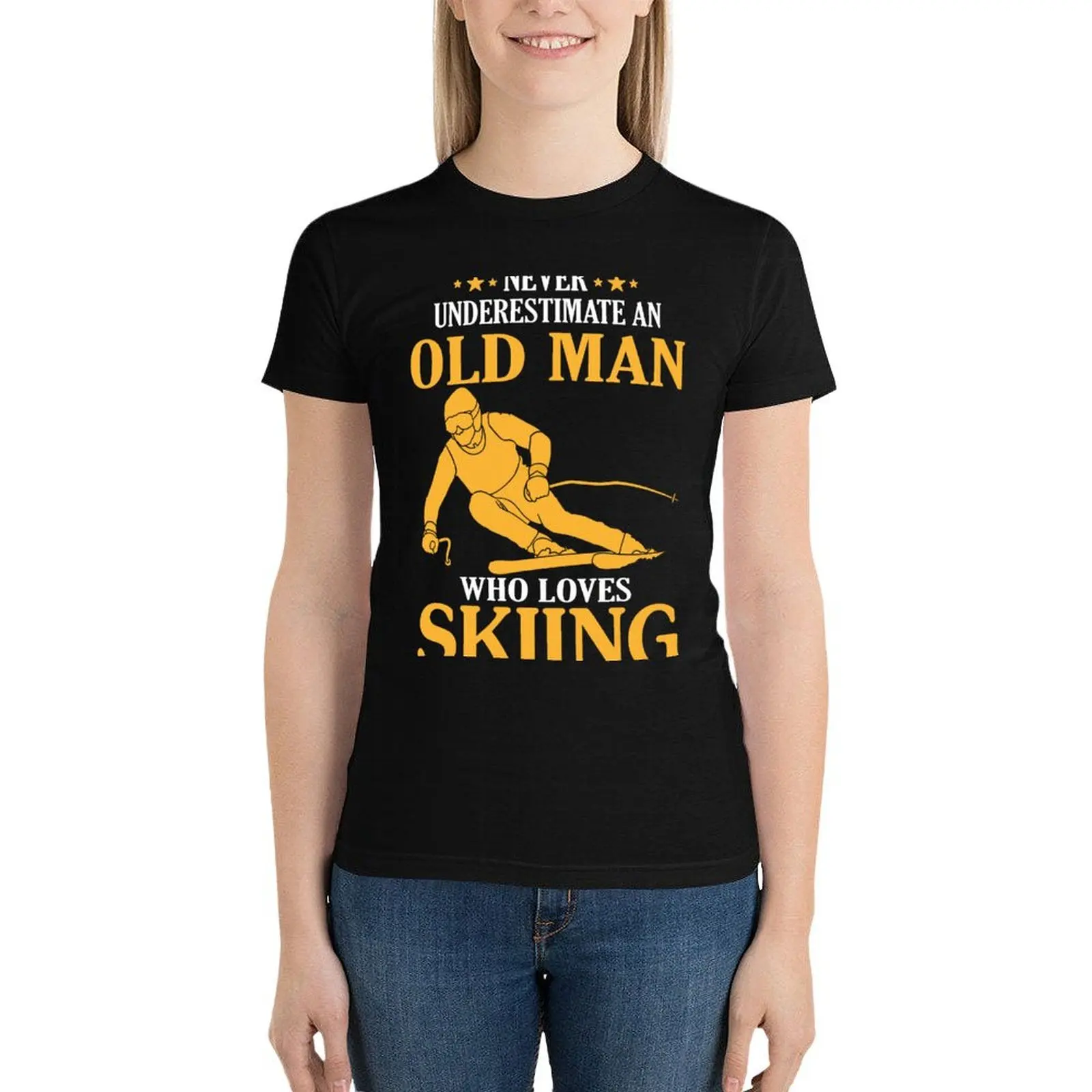 

Skiing T-Shirt korean fashion vintage clothes oversized plus size tops Woman fashion