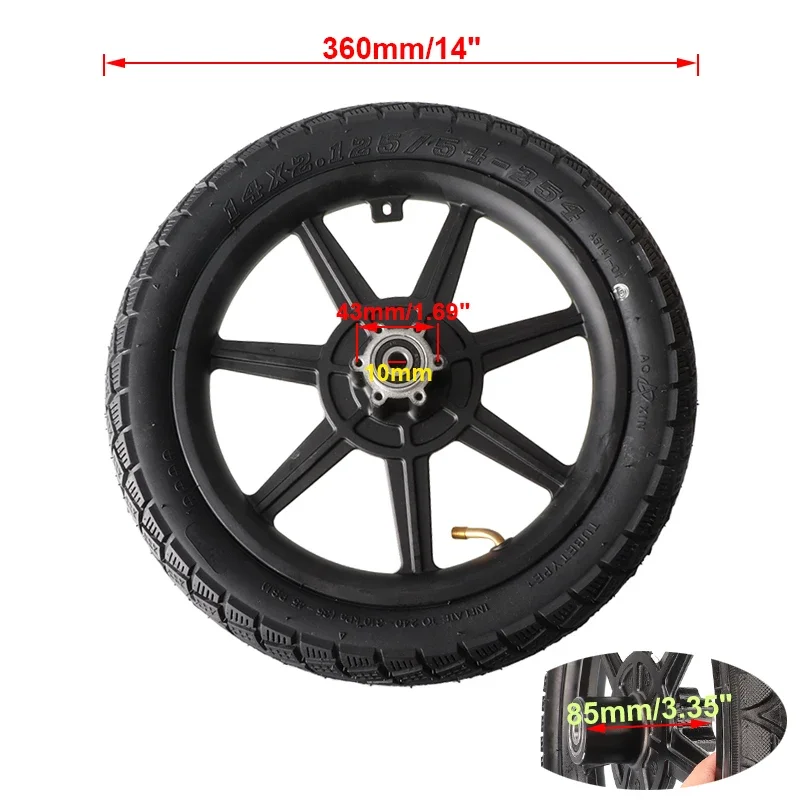 Scooter elettrico Bike14 pollici Ruota anteriore 14x2.125 Pneumatico 140mm/160mm Disco freno per E-bike Biciclette pieghevoli Accessori moto - immagine 3