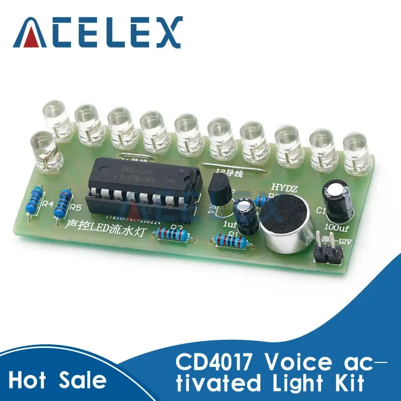 Voice activated LED Water Light Kit CD4017 Lantern Control Fun Electronic Production Teaching Training Diy Electronic Kit Module