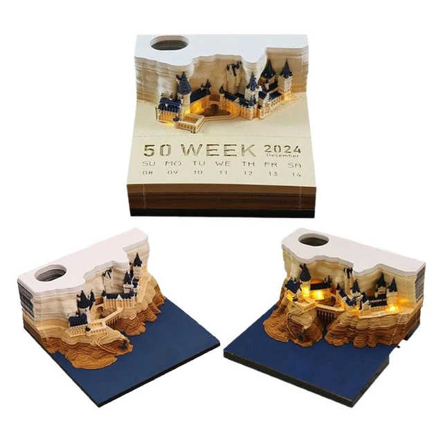 3D Art Calendar Magical Castle 3D Notepad With Lights Rip Away Calendar 3D  Art Notepad Tear