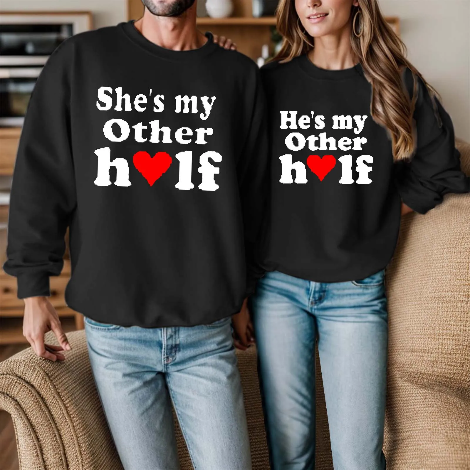 

Valentine's Day Couple's Casual And Sports Style Hoodie With Valentine's Day Letters Print For Gift For Lovers Couple Clothes