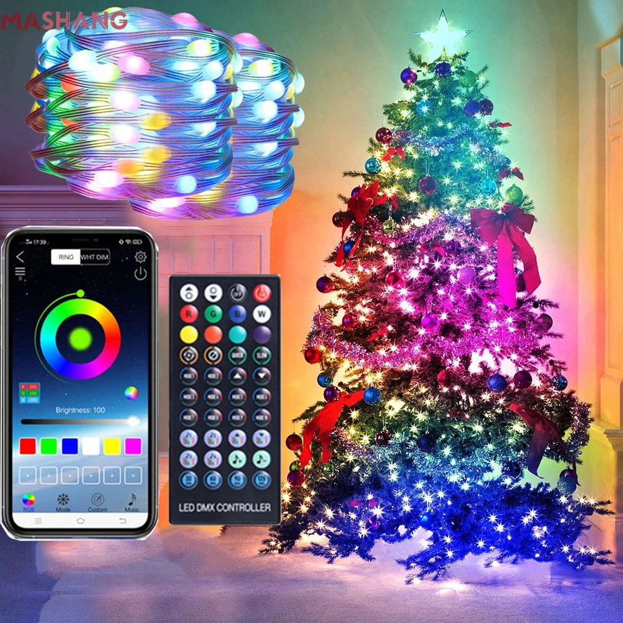 Smart DIY Christmas Tree LED String Lights APP Control Music Sync Fairy  Garland for Navidad Home Room Xmas Decoration Outdoor - AliExpress