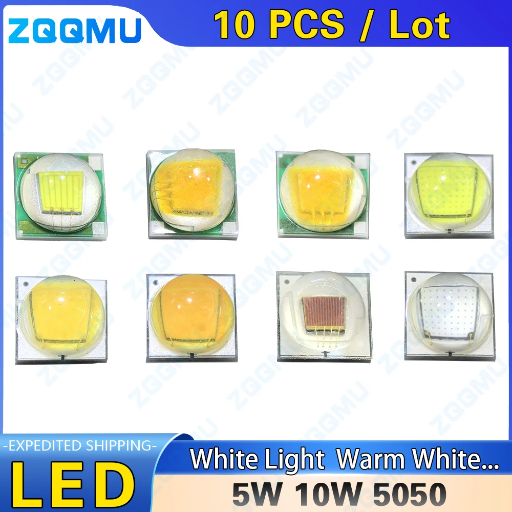 5050 High Power Lamp Bead 10W 5W White Warm White Gold Yellow Light Red Green Blue Ceramic 55mil Car Lamp