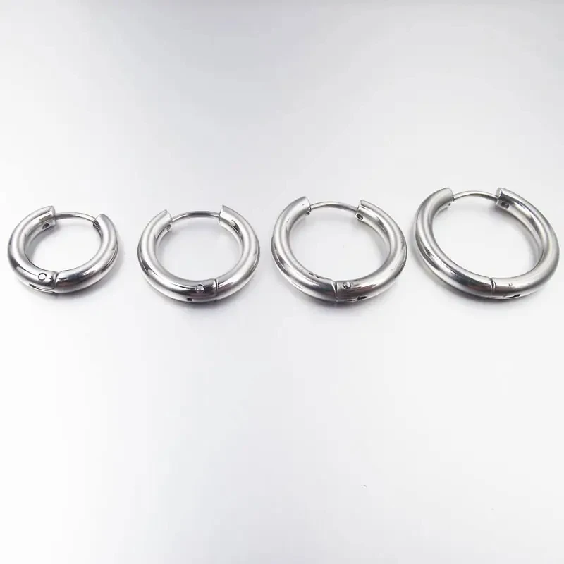 2 Pieces 4mm thickness Stainless Steel Earring Cute Big Crude Circle Earring Hoop Earrings Huggie Jewelry Men Women
