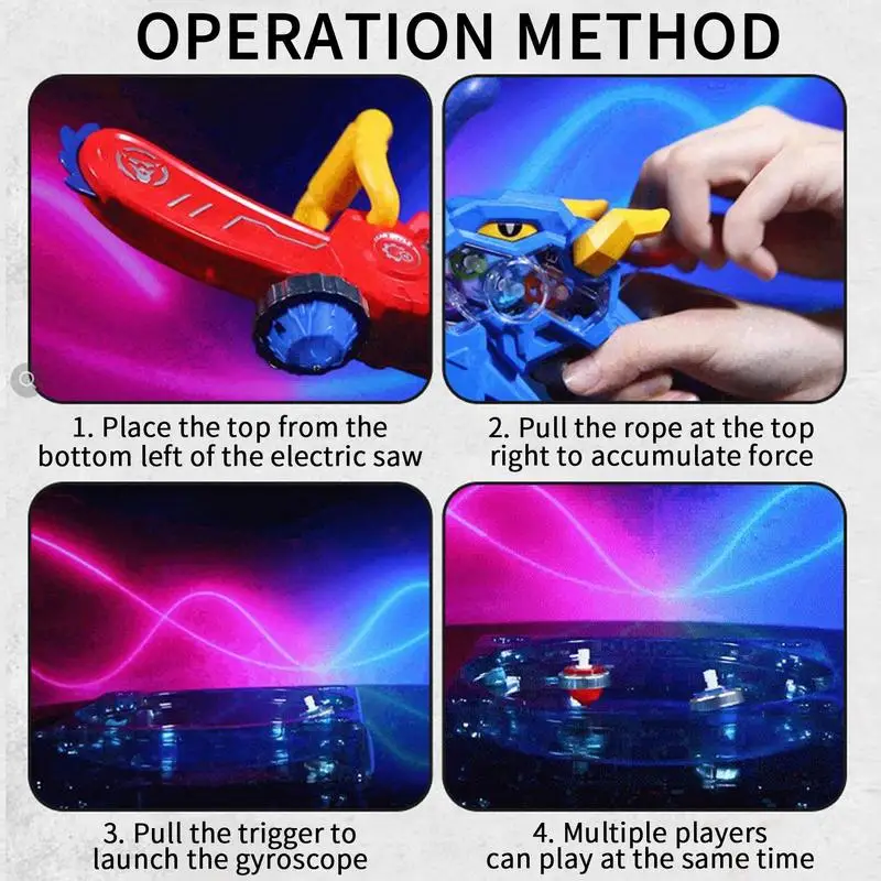 New Chainsaw Shaped Spinning Top Toys With Music And Flashing Luminous Light Battling Game Christmas Party Favor For Kid