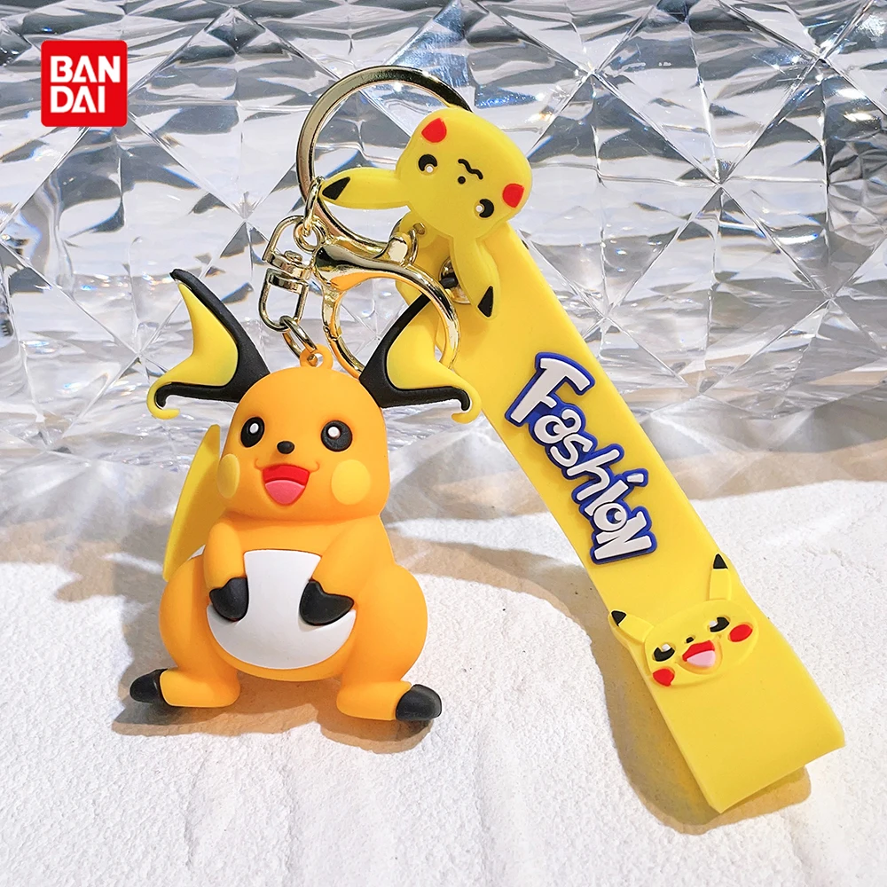 Bandai Pokemon Silicone Anime Portachiavi Cartoon Raichu Ciondolo Portachiavi Cartoon Figure Squirtle Portachiavi Accessori Zaino