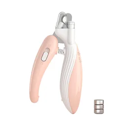 Illuminated Professional Pet Nail Clippers - Premium Grooming Scissors for Dogs, Cats, and Small Animals (Pink LED)