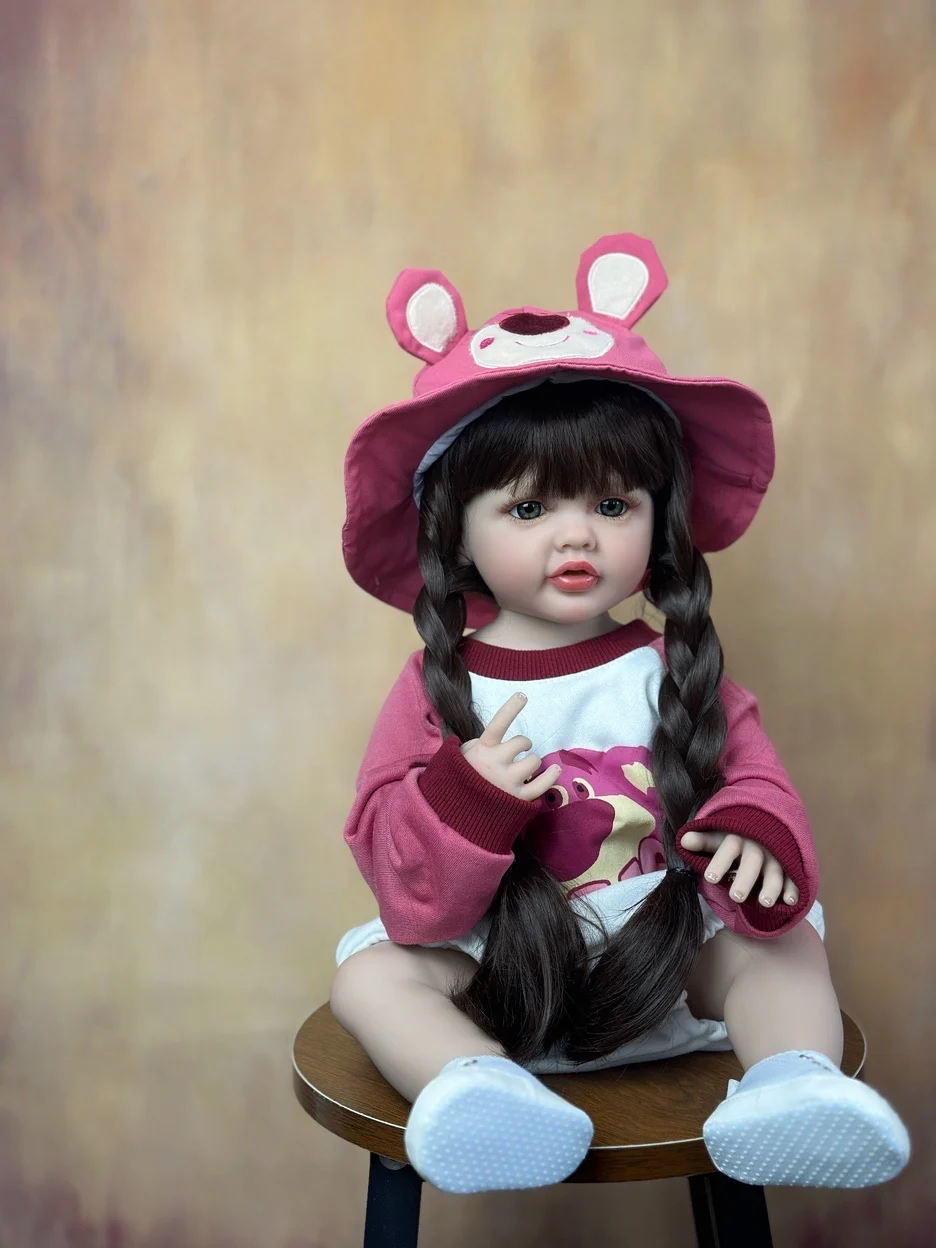 BZDOLL Realistic Lifelike Reborn Baby Girl Full Silicone Body Doll With Long Hair 55 CM 22 Inch Princess Toddler Bebe 6