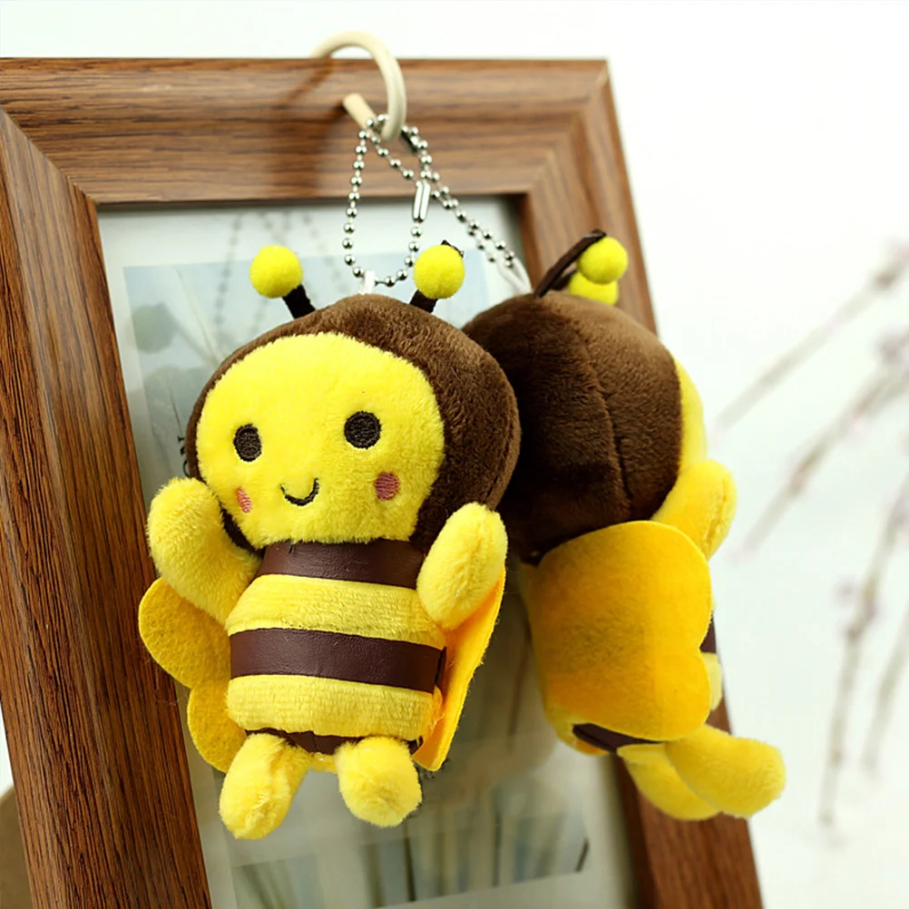 Bee Plush Toy Stuffed Animal Soft Honeybee Doll Cute Bumblebee Gift Key Chain Pendant