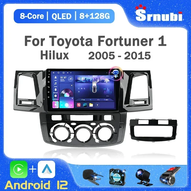 Srnubi 2Din Android 12 Car Radio for Toyota Fortuner 1 Hilux Revo Vigo 2005 - 2015 Multimedia Player Carplay Stereo RDS GPS DVD