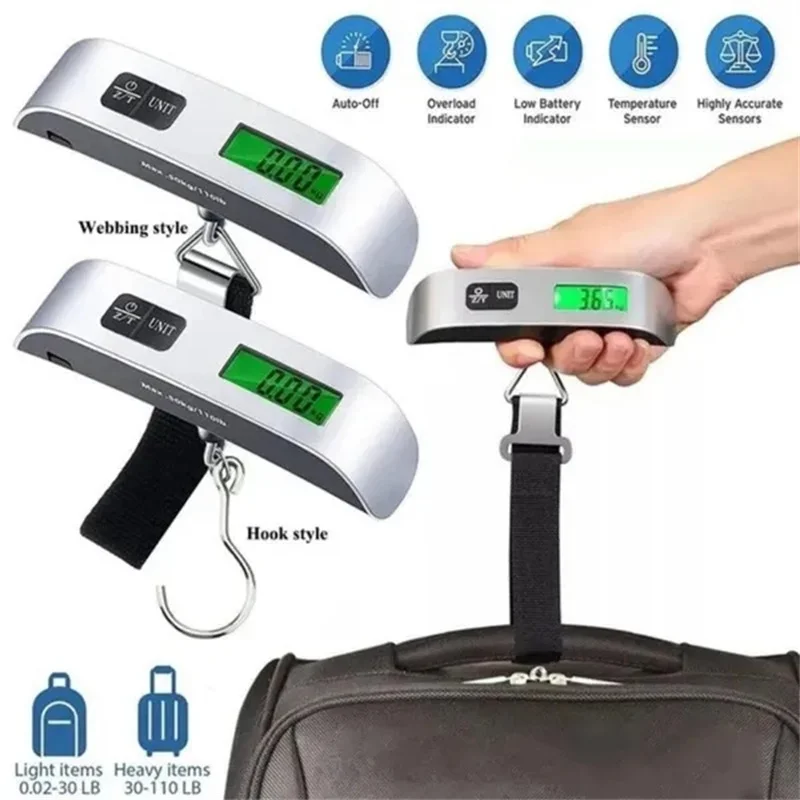 

110lb/50kg Portable Digital Luggage Scale LCD Display Backlight Baggage Scale Electronic Hanging Travel Suitcase Luggage Scales