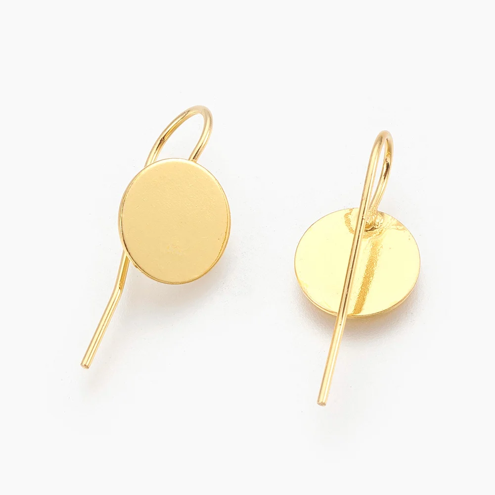 200pcs Brass Tray Earring Hooks Assorted Color Ear Wire Cabochon Settings DIY Jewelry Making Components Findings 24x10x0.5mm