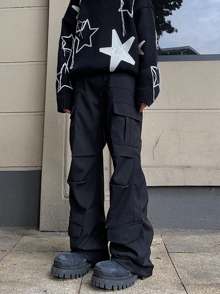 High Street Multi Pocket Workwear Pants Men's and Women's Loose Straight Tube Casual Pants Western Trousers Trendy Pants