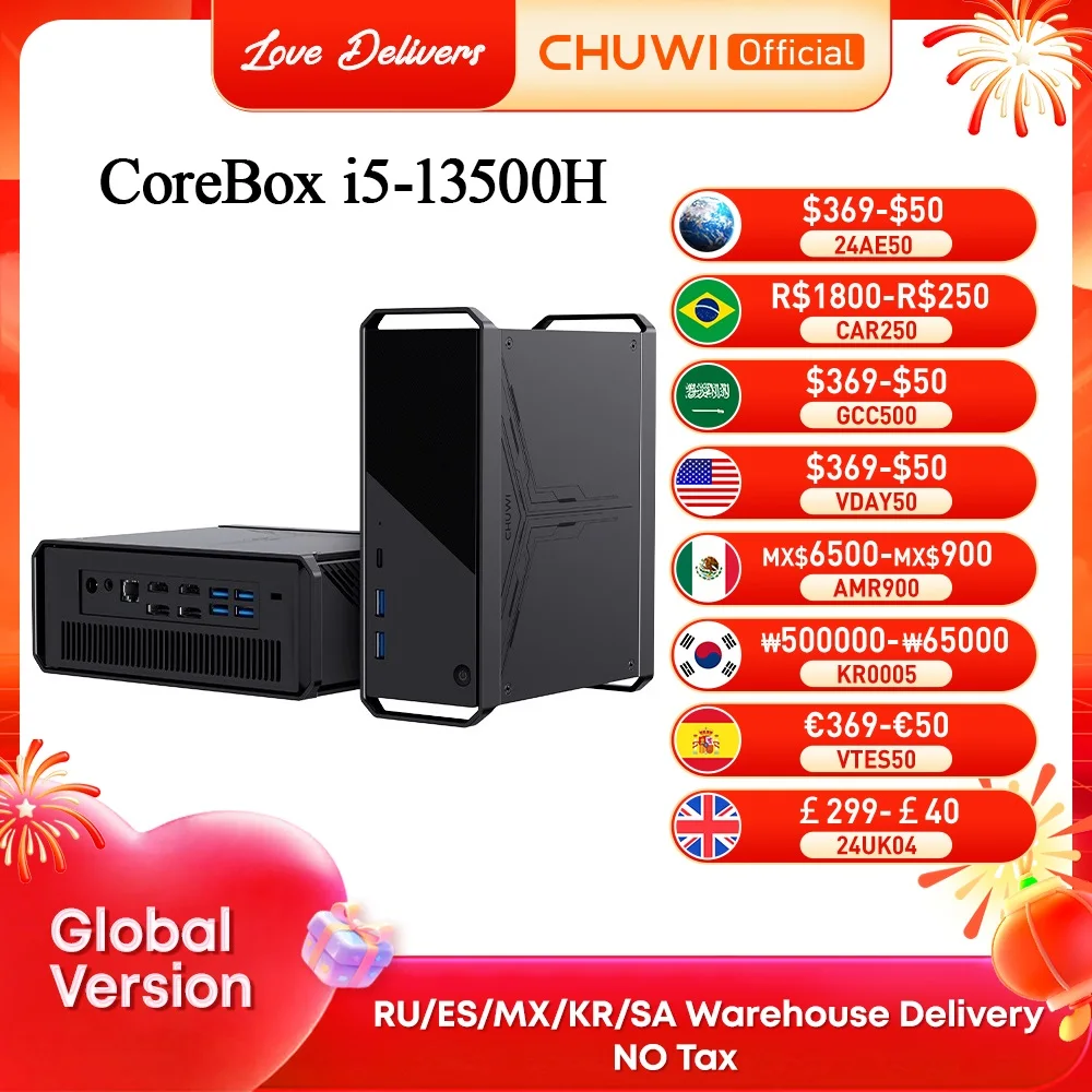 Chuwi Corebox 5Th Intel Core I5-13500H Pc Da Gioco Intel Uhd Graphics 8K Decodifica 16Gb Lpddr5 512Gb Ssd Wifi 6 Computer Windows 11