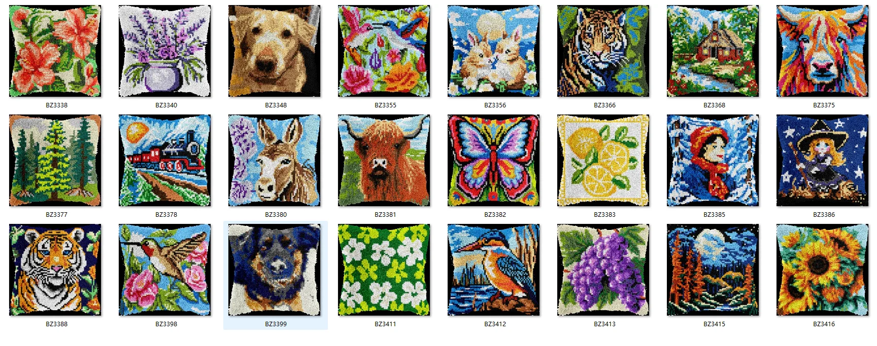 Tigers styles latch hook kit rug canvas printing Latch Hook Rug Pillow diy carpet embroidery handmade accessories