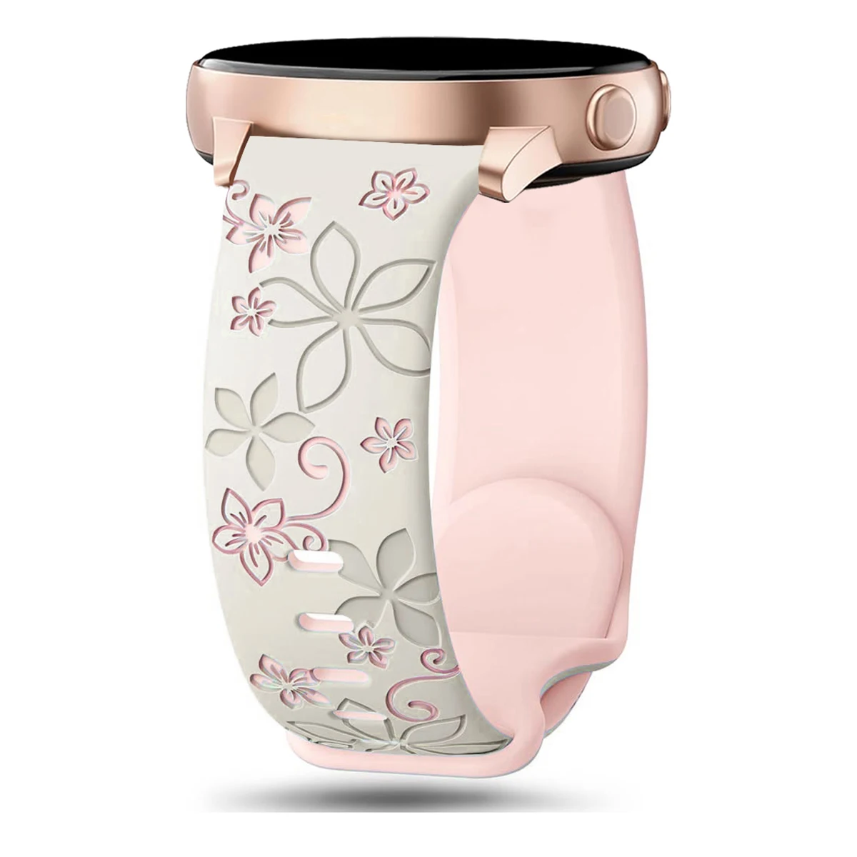 Elegant Women's Floral Soft Silicone Wristband - 20mm Universal Strap