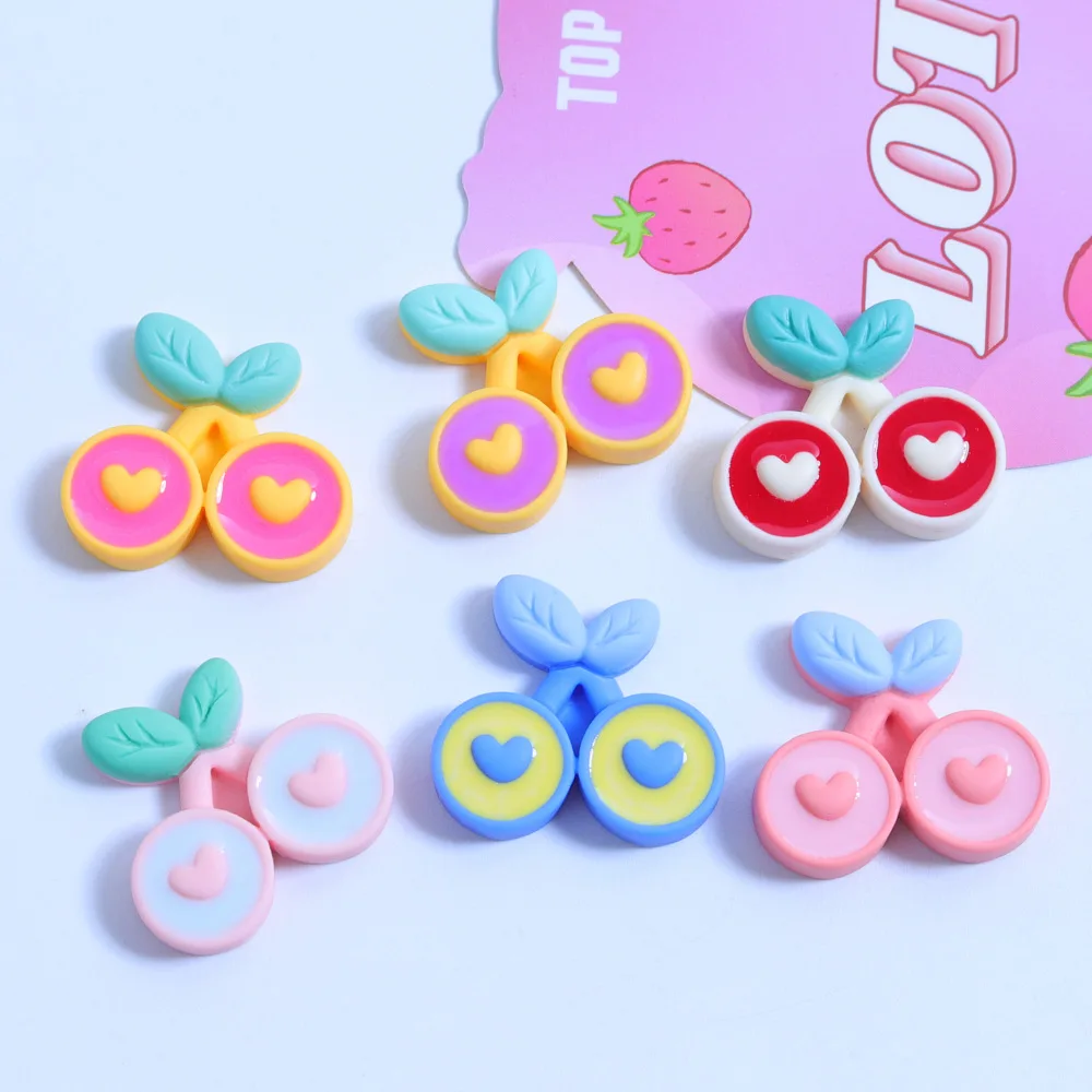 

100pcs New Kawaii Fruit Resin Mini Dripping Cherry Food Flatback Cabochon DIY Scrapbooking Hairbow Center Decor Accessory