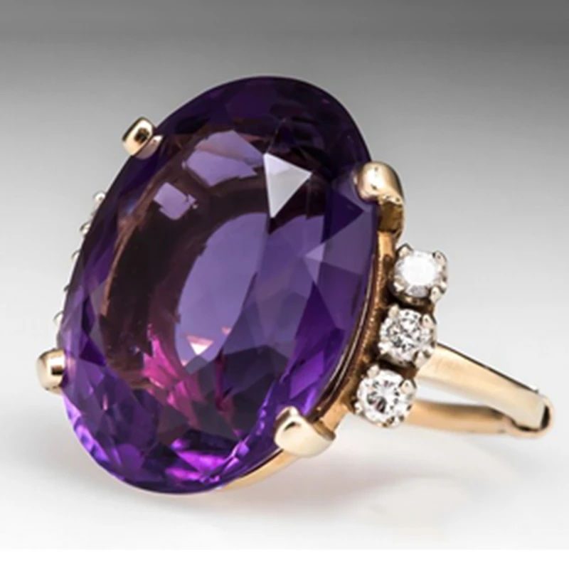Fashion Ladies Large Oval Crystal Wedding Engagement Ring Inlaid Dove Egg Zircon Party Fashion Jewelry High Quality Jewelry