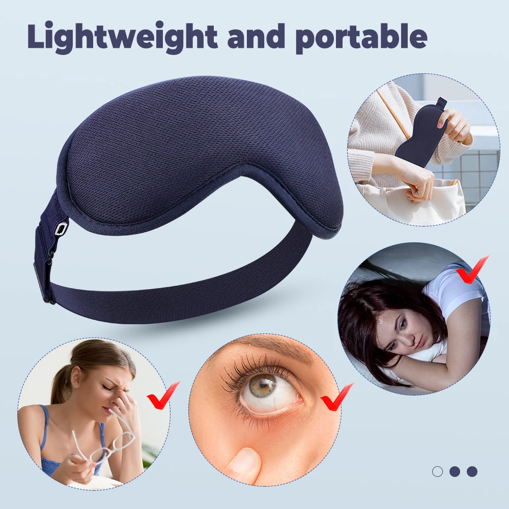 1Pcs, 3D Sleep Mask Heating Massage Eye Mask Eyeshade Cover Shade Eye Patch Soft  Adjustable Portable Blindfold Travel Eyepatch 4