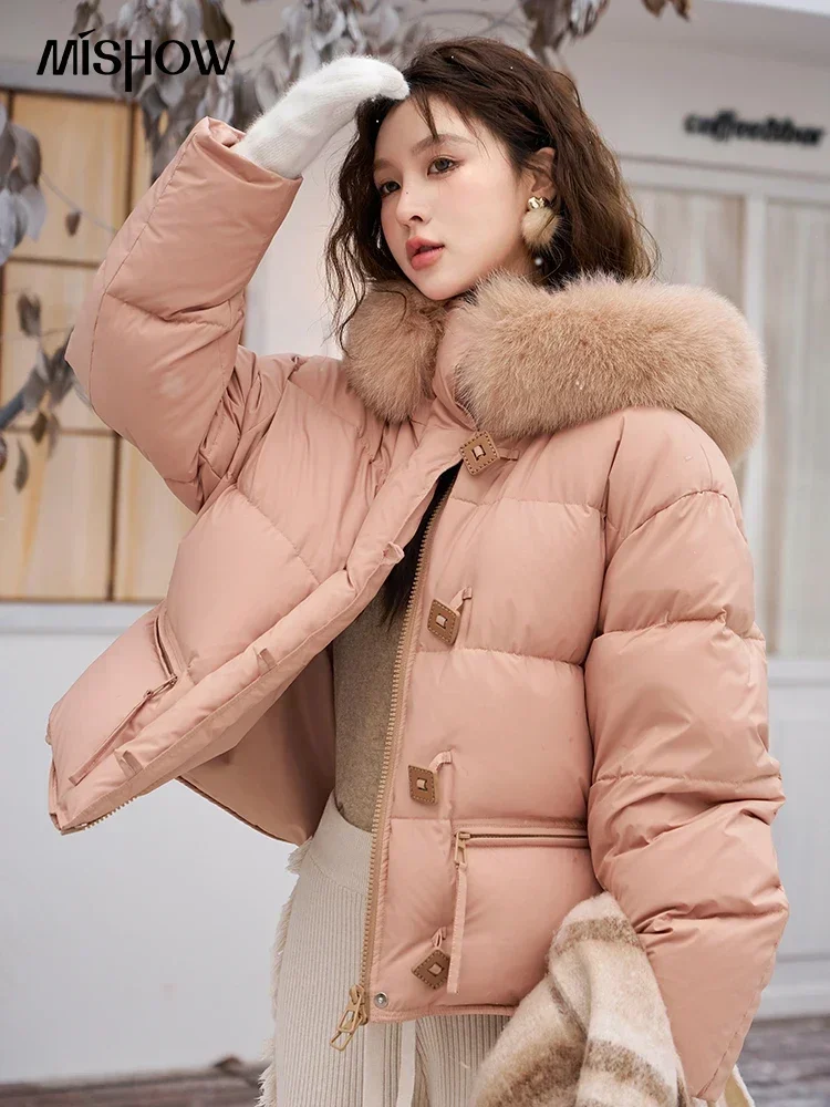 MISHOW Women's Winter Fur Collar Down Jacket 2024 Fashion Loose
