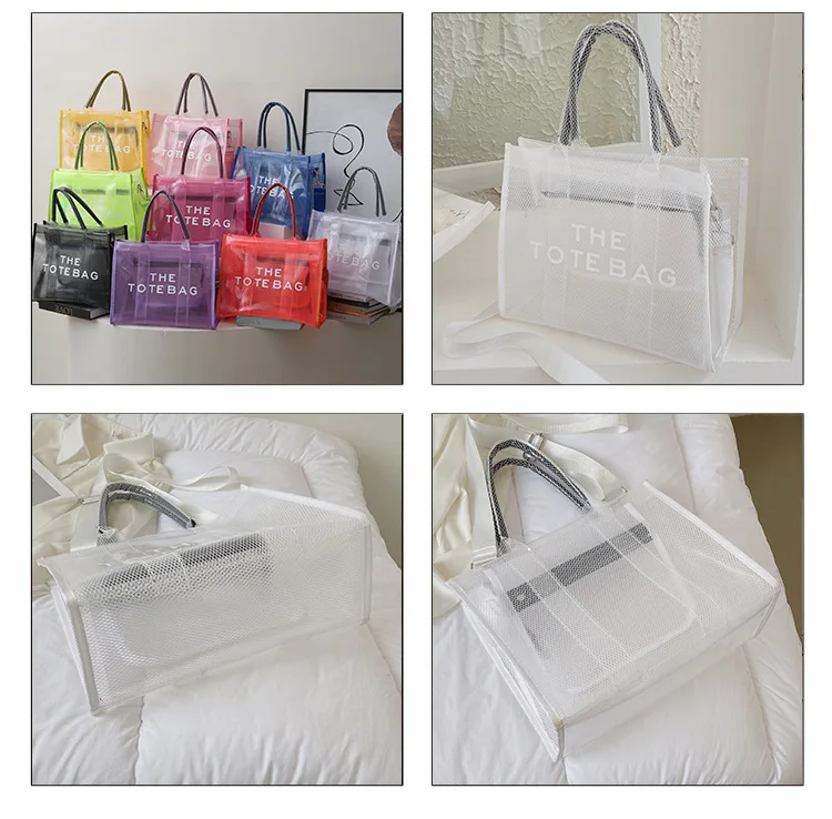 Fashion Transparent Large Tote Bag Designer Clear Pvc Women Handbags Luxury Shoulder Crossbody Bags Summer Beach Jelly Bag 2022