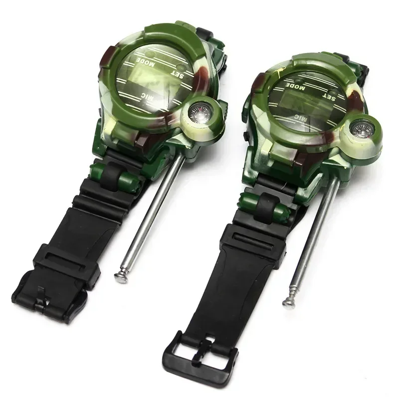 [Funny] 2Pcs/set Outdoor walkie camouflage interphone watch toy family play game electric intercom strong range clock toy gift 6