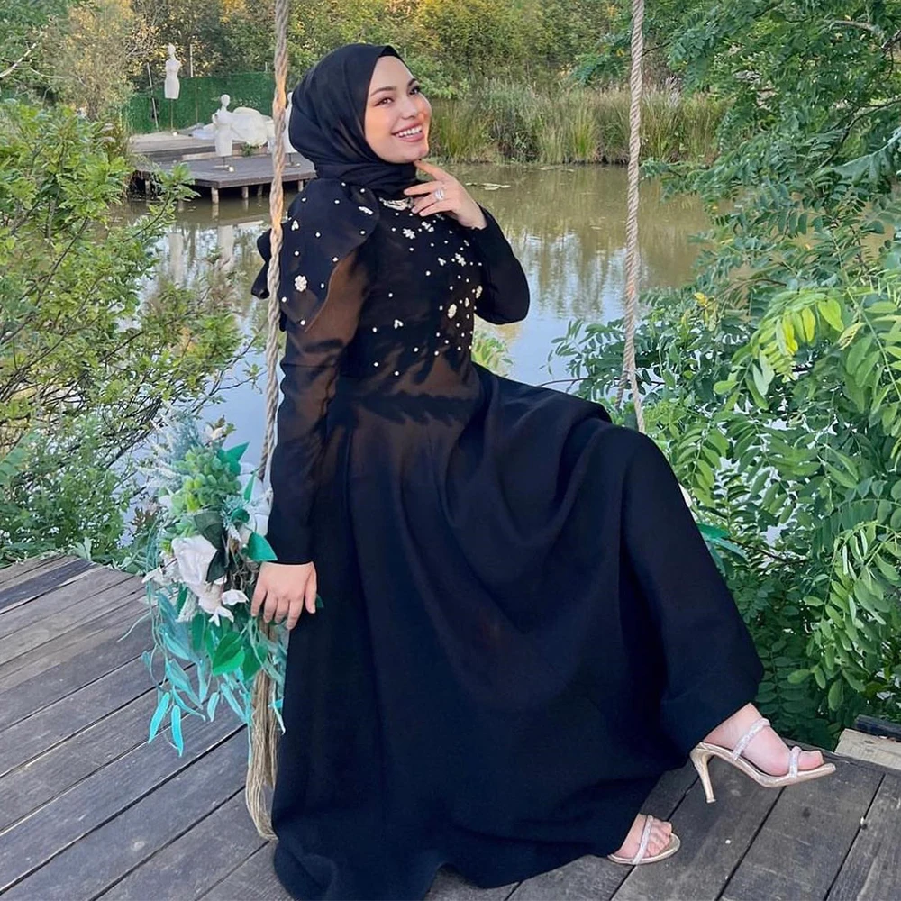 

Middle Eastern Style Prom Gown Long Sleeve Tulle A-line فساتين السهرة 2023 جديده Evening Dresses Illusion платья на торжество