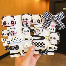 

9PCS Chinese Style Panda Hairpin Set Children's Cartoon Headwear Small Clip Cute Baby Hairpin Side Clip Girls Hair Accessories