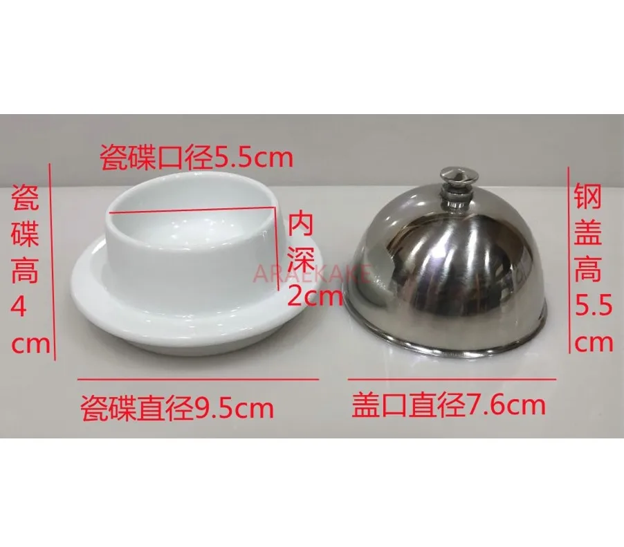 Stainless steel butter cup, ceramic plate, mousse dessert, cheese snack plate, nut cup cheese cup, Western cuisine season