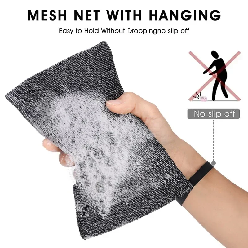 Double-layer Thickened Soap Bag Bath Cleansing Foaming Net Pouch Body Exfoliating Scrubber Sponges Bathroom Nylon Soap Pocket