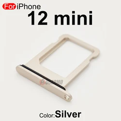 Multicolor Single SIM Card Tray Holder for iPhone 12 Mini - Replacement Part (Single SIM - Silver)