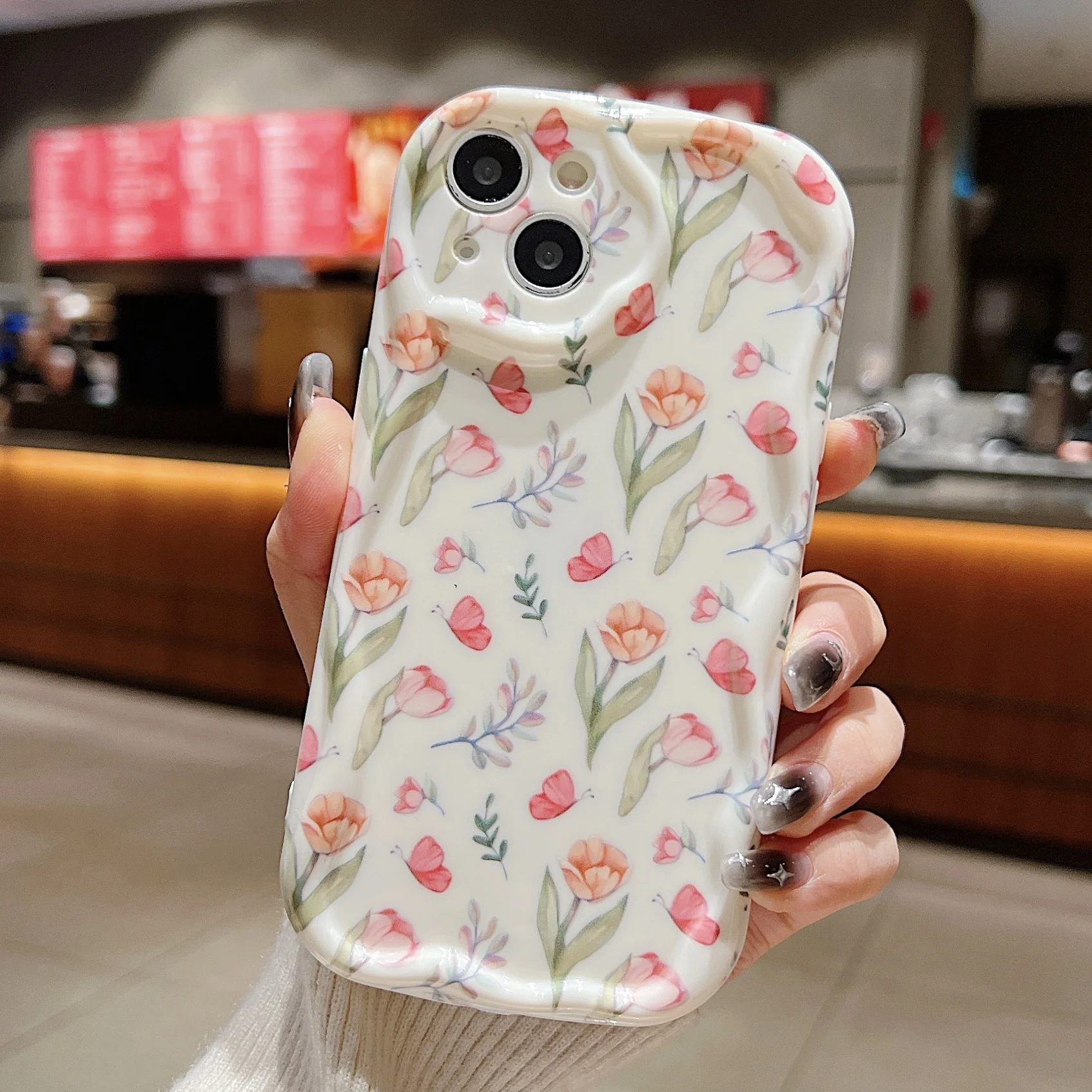 

Shock-proof silicone case, iphone 15,14,13,12,11 Pro Max, X, XR, Xs Max, 7,8 Plus, cartoon flower phone case in creative colors