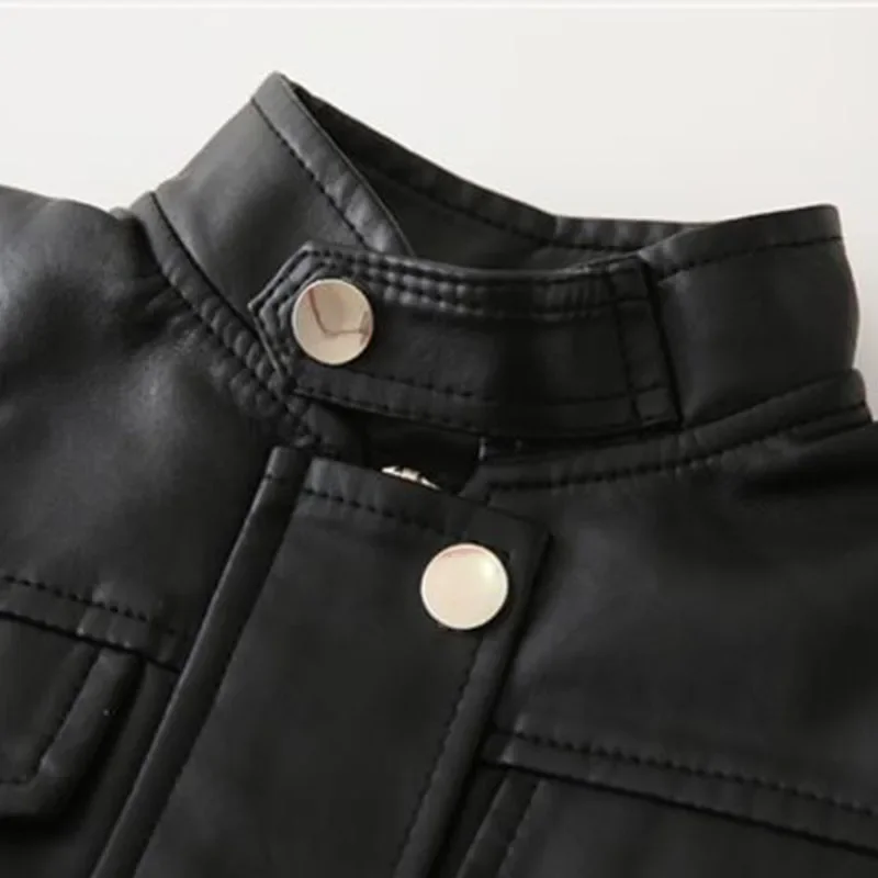 Spring Autumn Baby Clothing Boys Girls Plus Fleece Warm Casual Motorcycle Leather Jacket Children Coat