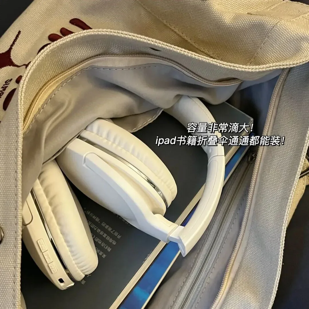 Women's Retro Canvas Casual Shoulder Tote Bag Female Large Capacity Letters Handbags Messenger Big Crossbody Hand Bags for Women