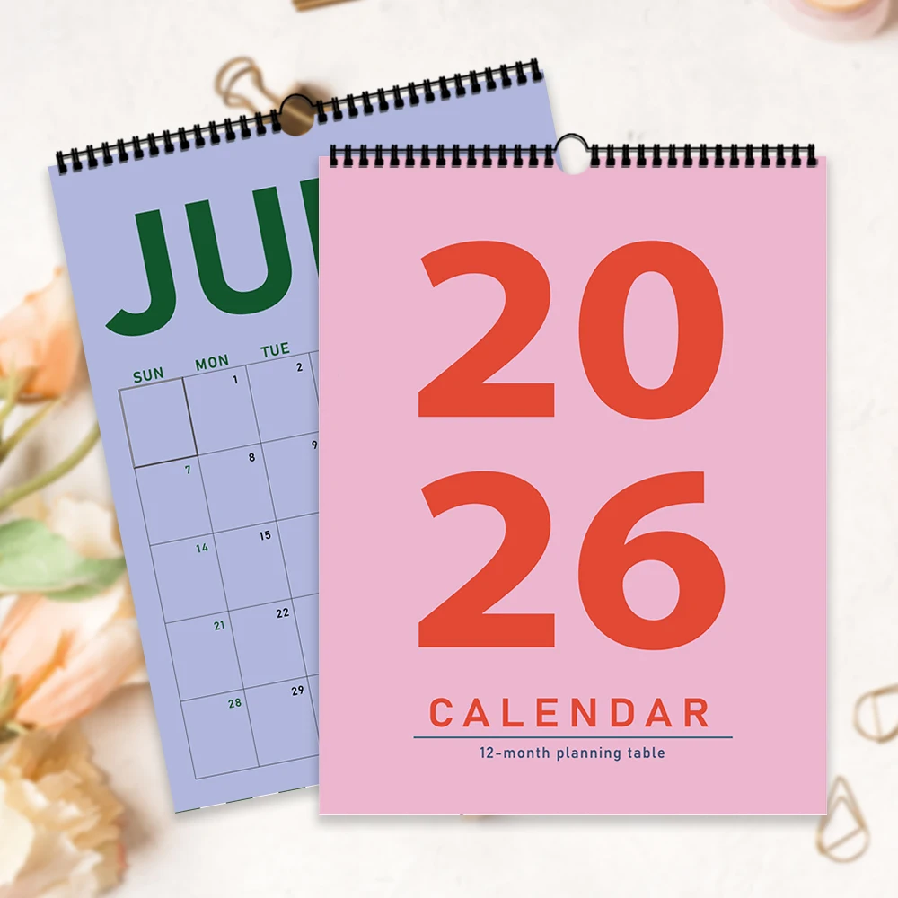 2026 Wall Calendar 1pc Abstract Geometric Design Morandi Color 12 Months Planner Perfect Gift Birthday Christmas & New Year