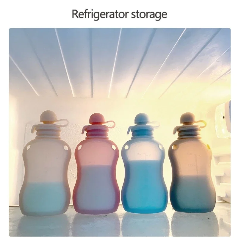 150ml Refillable Baby Storage Bag Silicone Milk Congee Leakproof Organiser Squeeze Storage Container baby food storage containers,portable food storage box,food pouch,breastmilk storage bags