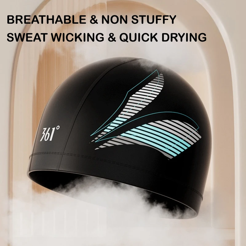 PU Coated Spandex Swimming Cap Men Women Printed Pool Hat Water Sport Protect Ears Long Hair Bathing Caps Water Caps Waterproof 5