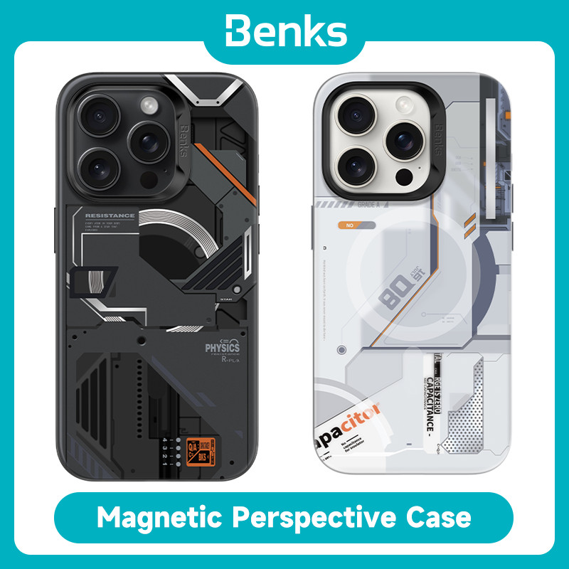 Benks MagClap Perspective Phone Case for iPhone 15 Pro Max Apple 15 Pro Mecha Phone Case Supports Wireless Charging