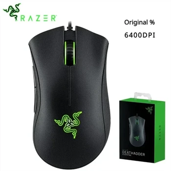 Razer DeathAdder 필수 유선 게이밍 마우스, 노트북 PC 게이머용 마우스, 6400DPI 광학 센서, 5 개의 독립 버튼, 정품