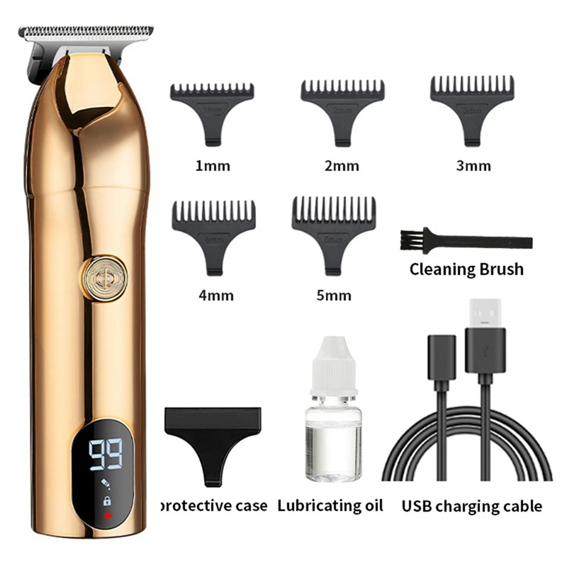 남성용 전기 헤어 클리퍼, 수염 트리머, 전문 헤어 커팅 머신, 남성 그루밍, 디지털 디스플레이