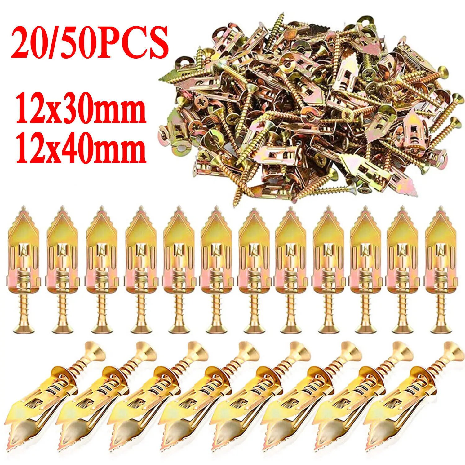 

20pcs/50pcs Drywall Self-Drilling Anchors With Screws Kit No Drill Or Holes In Wall New Hardware Home Decoration Products