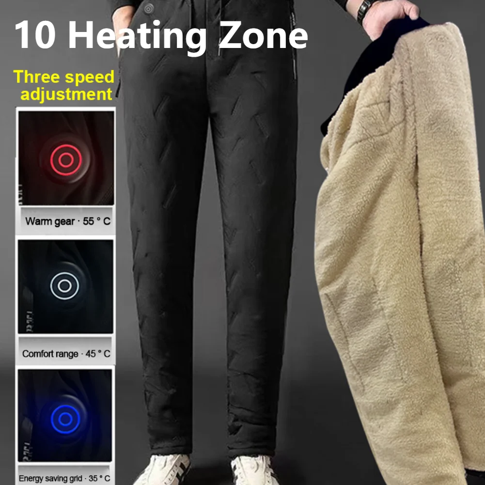 Unisex Heated Pants 10 Heating Zones Electric Heated Trousers 3 Temperature Modes Waterproof Winter Electric Warmer Clothing